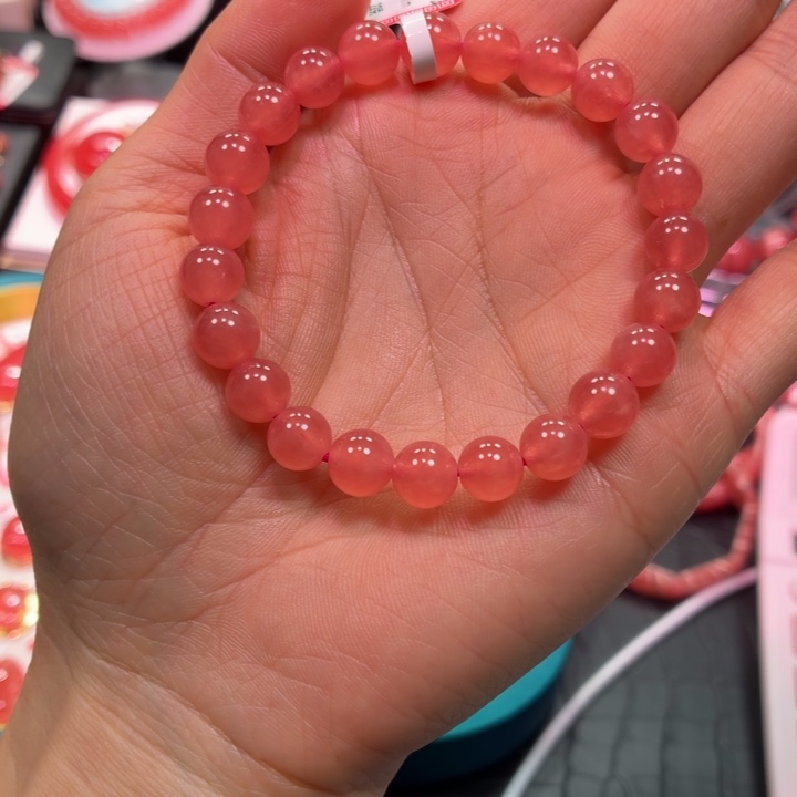 菱锰矿（红纹石）未镶嵌手绳