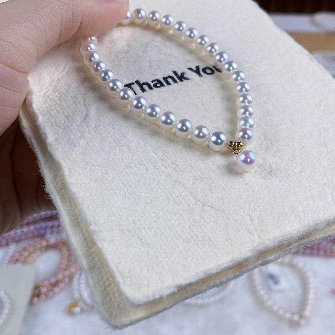 手绳18K金镶嵌淡水珍珠