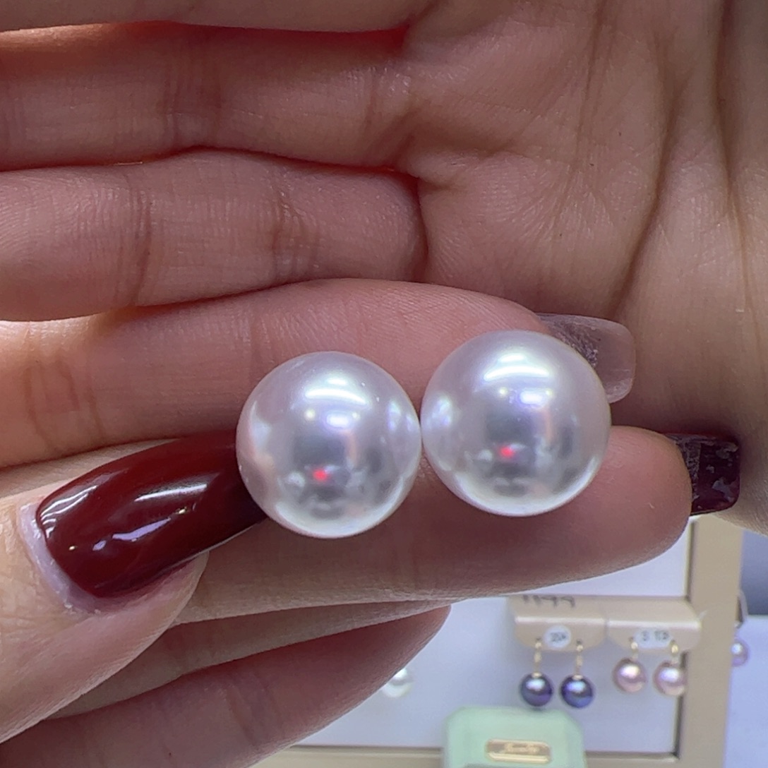 淡水珍珠耳饰18K金镶嵌