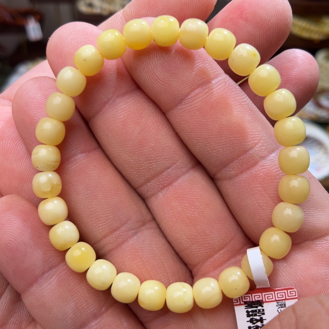 蜜蜡未镶嵌手链有瑕疵的00007.0mm