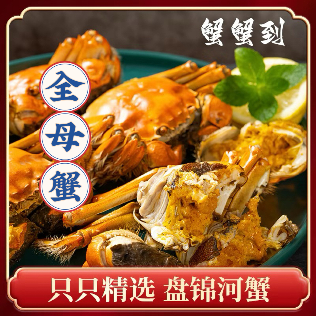 【活蟹】盘锦河蟹 全母蟹（1.6-1.4两/只）2斤/3斤母蟹 顺丰空运冷链