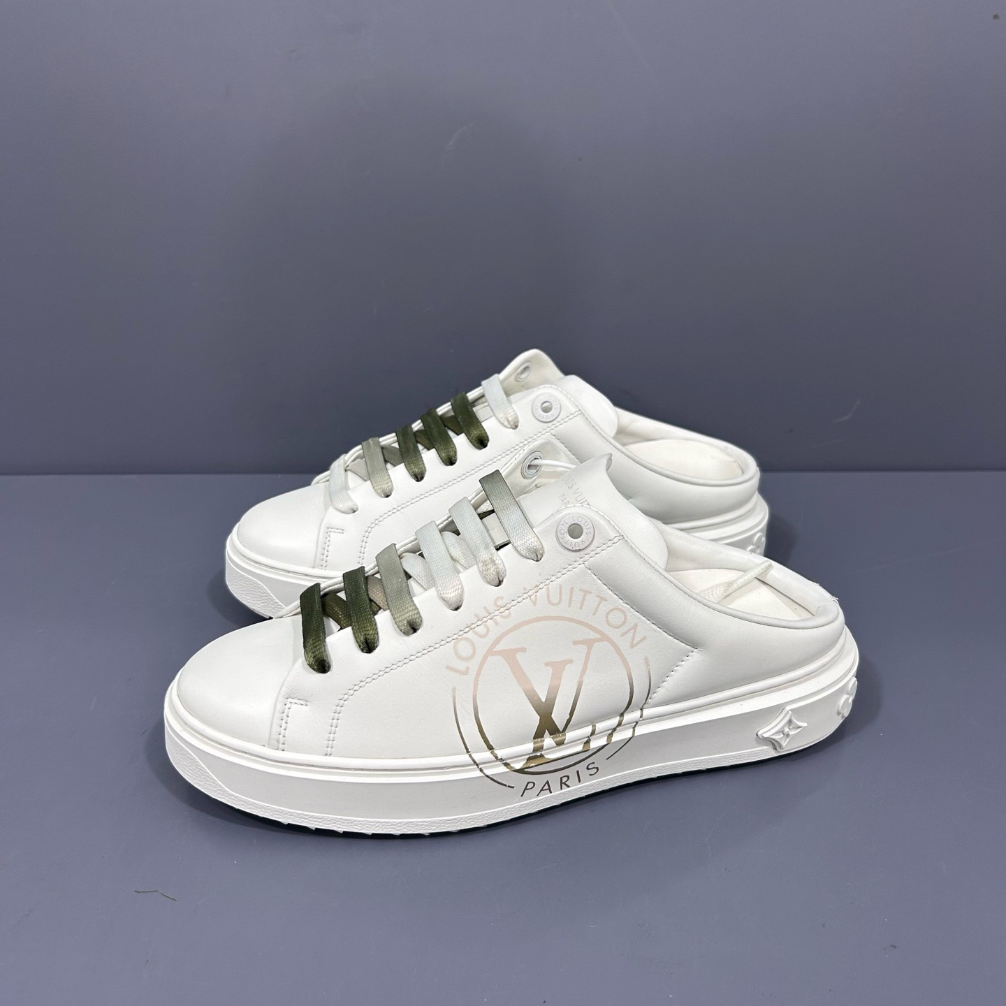 99新 LouisVuitton/路易威登 37LV time out 露跟半拖休闲鞋 准新