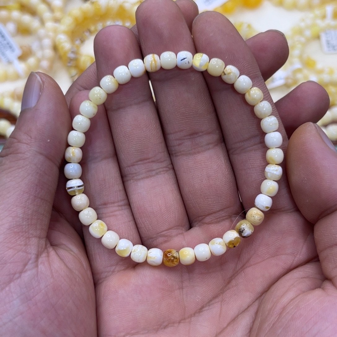 手链琥珀未镶嵌蜜蜡5.5mm漆白