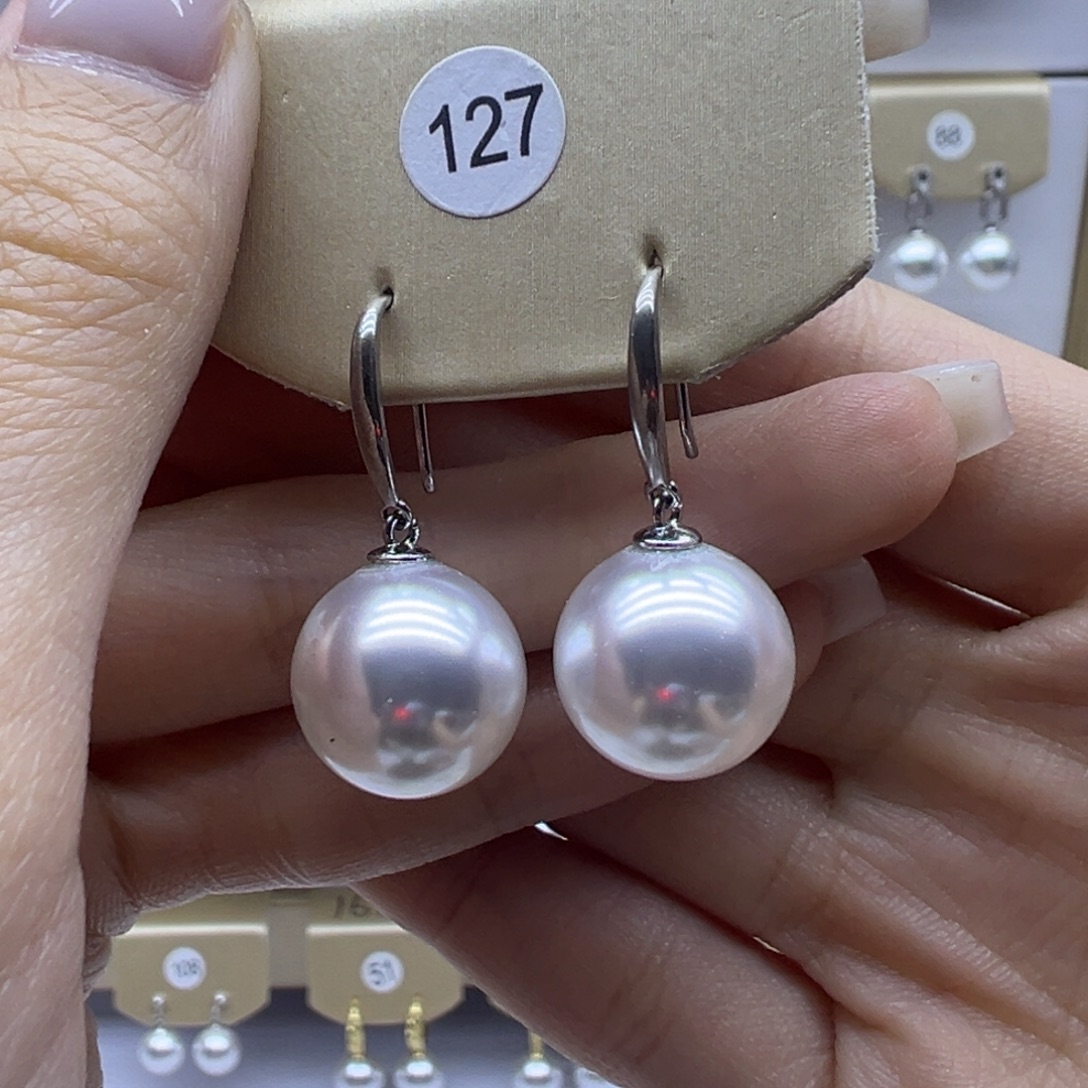 淡水珍珠银S925镶嵌耳饰