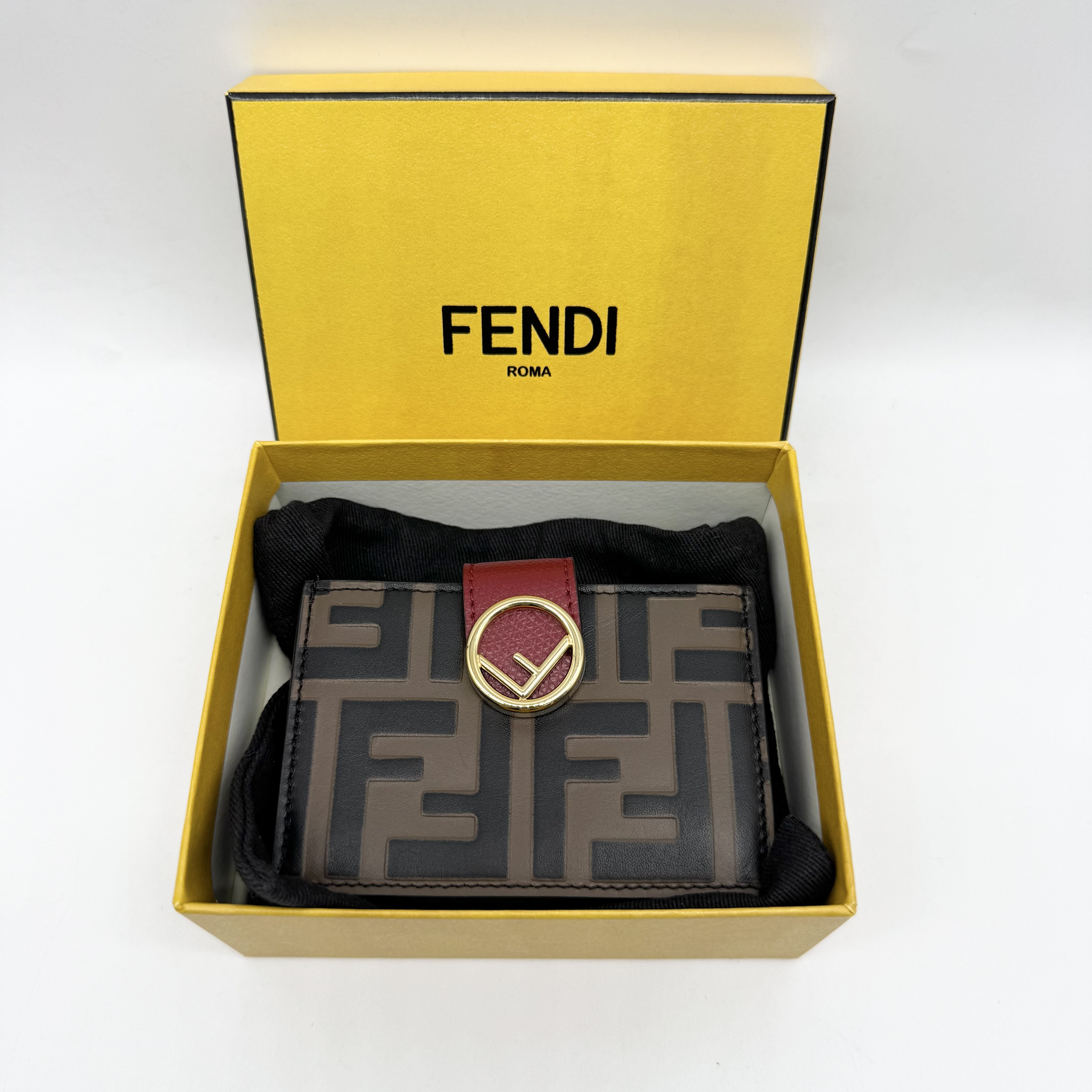 99新 FENDI/芬迪 拼色 老花 条纹 卡包 钱包