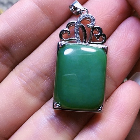 和田玉银S925镶嵌挂件