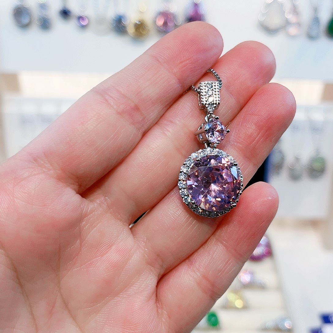 锅***子吊坠(赠链)足银镶嵌紫晶