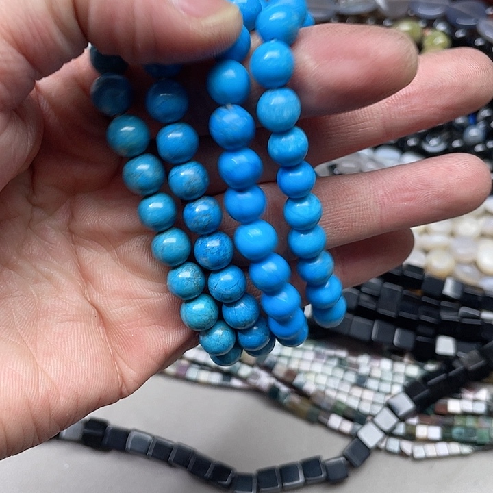 玛瑙/玉髓珠宝半成品合金3条8mm天然松