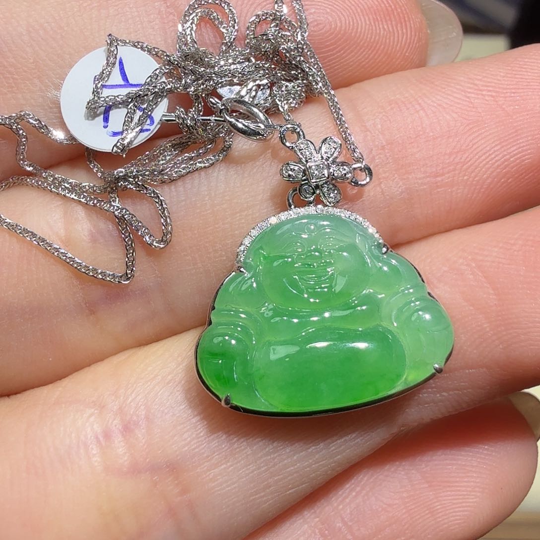 翡翠18K金镶嵌吊坠(不含链)