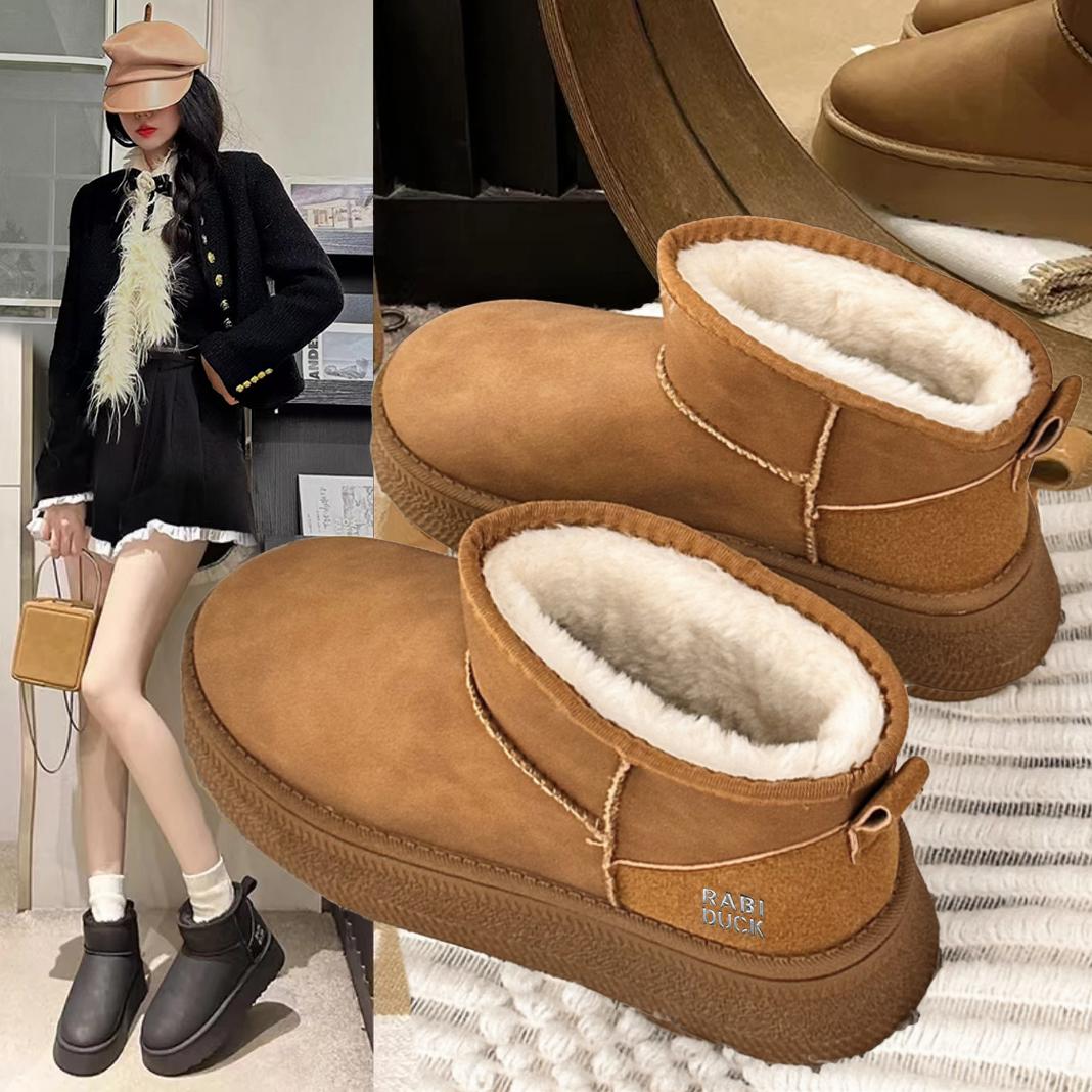 【现货】5公分雪地靴厚底秋冬保暖时尚冬季短靴加绒靴加厚棉鞋