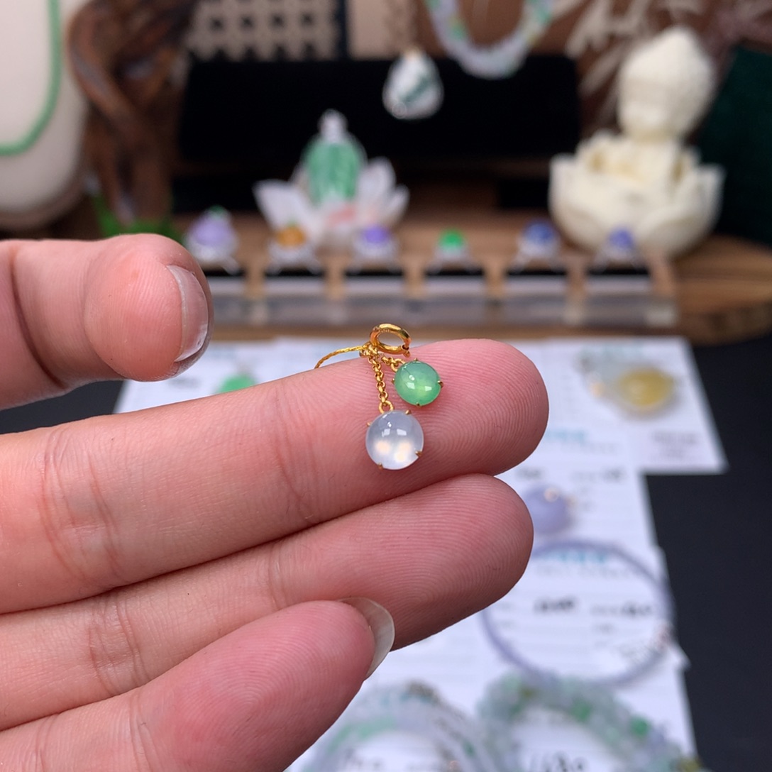 翡翠18K金镶嵌颈饰48小时鉴赏期，退货不扣除服务费