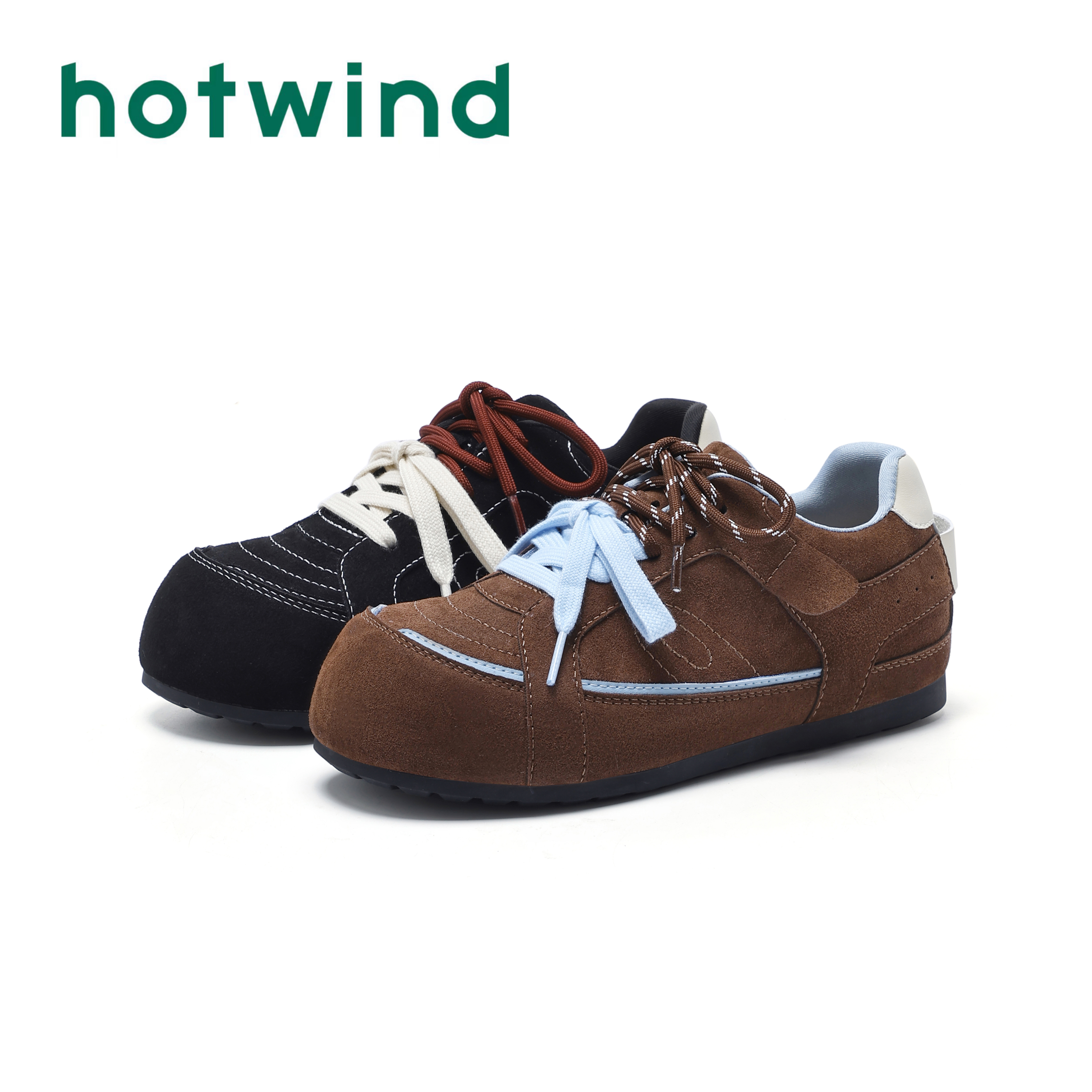 Hotwind/热风复古轻便运动鞋2025秋季新款时尚休闲德训鞋女