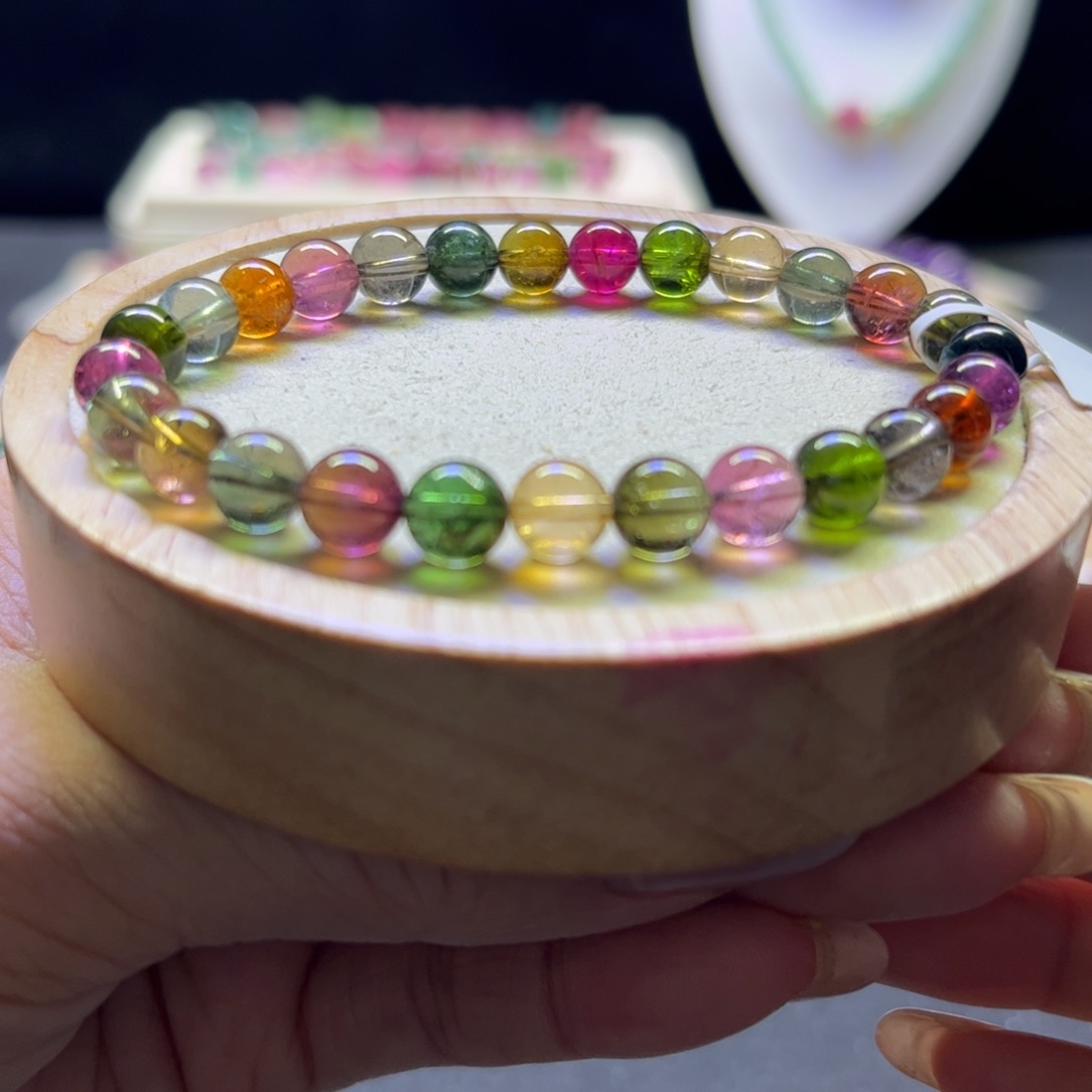 碧玺未镶嵌手链糖果7.2mm