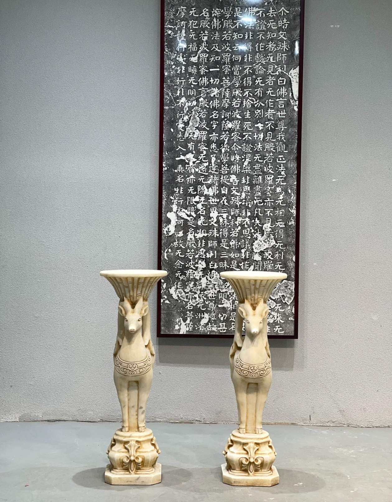 汉白玉梅花鹿花几面21，高80不包邮，庭院摆件工艺品花几花架盆景座