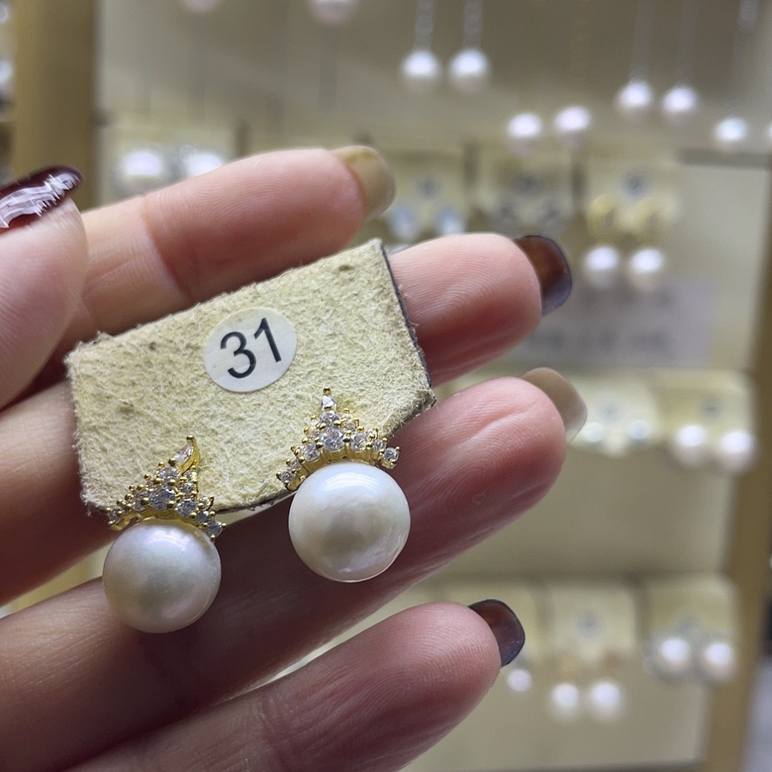 银S925镶嵌淡水珍珠耳饰