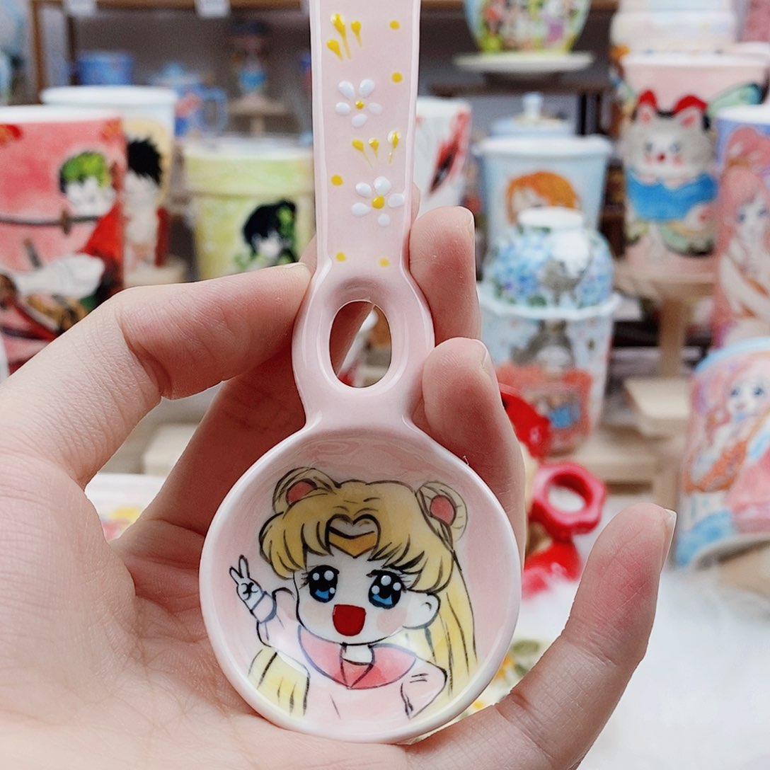 瓷片董董文创手绘陶瓷