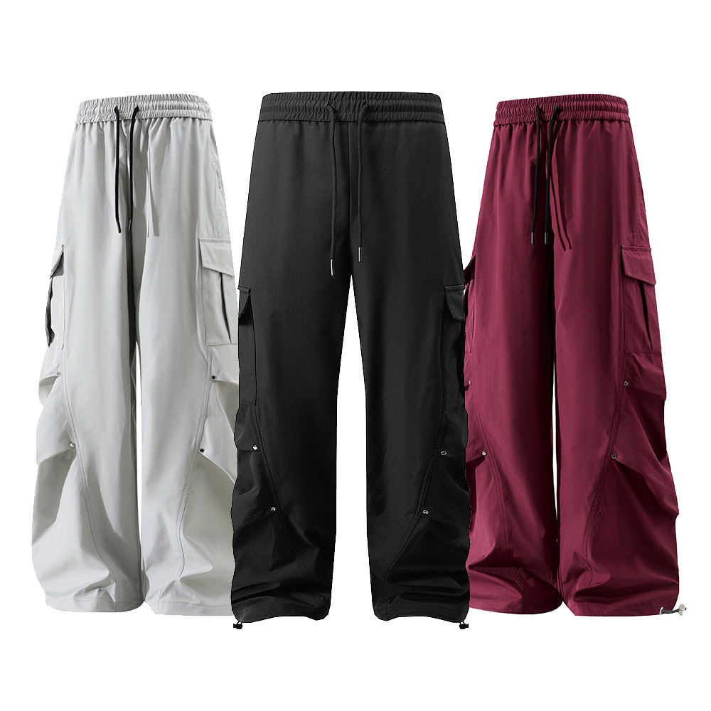 潮牌男女情侣夏季薄款伞兵工装裤宽松休闲简约百搭时尚阔腿长裤