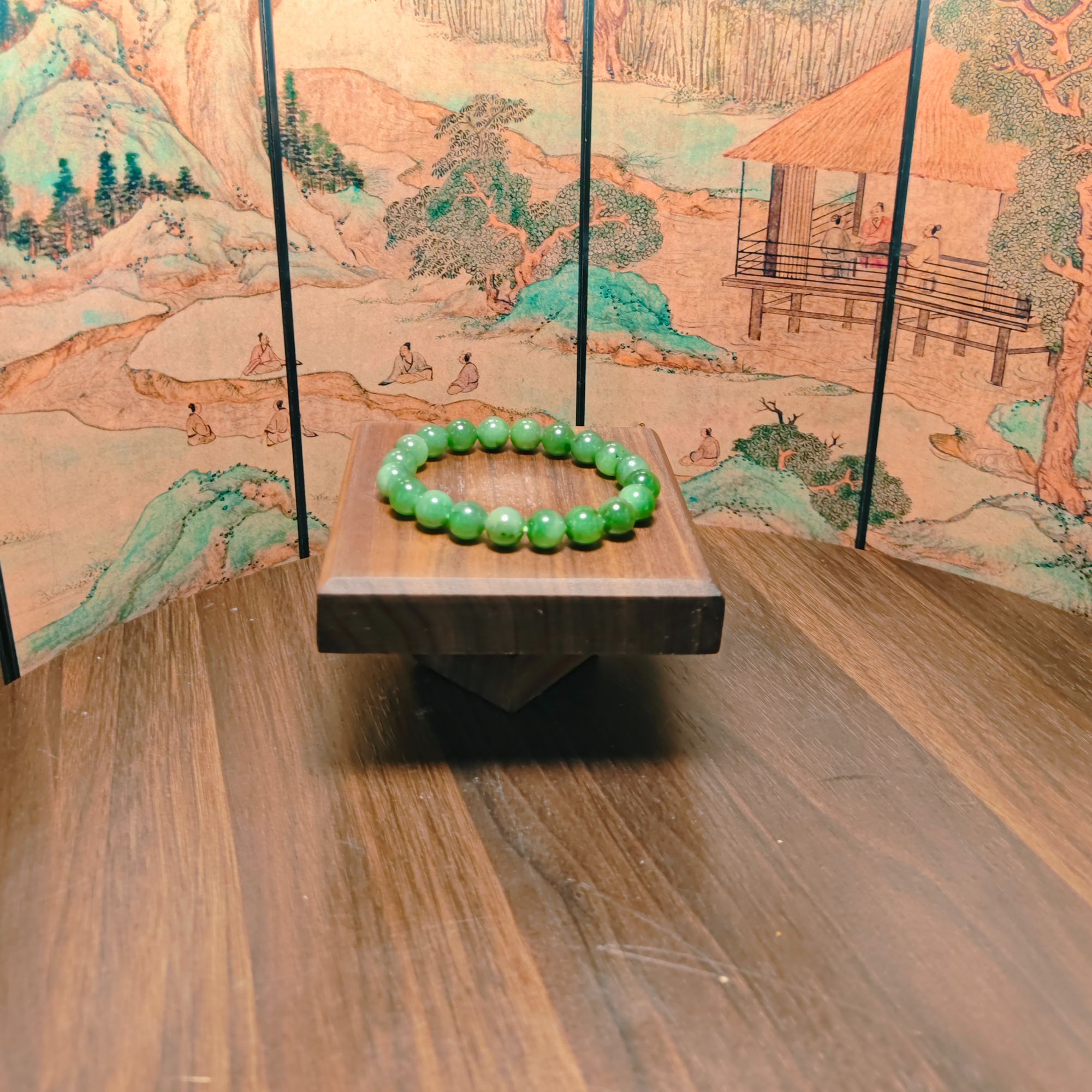 U和田玉碧玉圆珠手串（卡12）1819