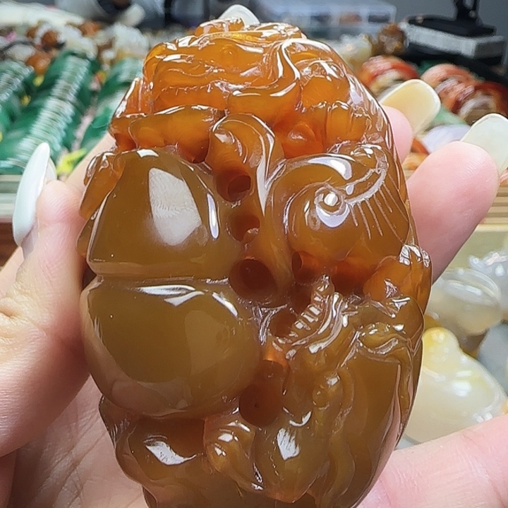 玛瑙/玉髓合金手把件