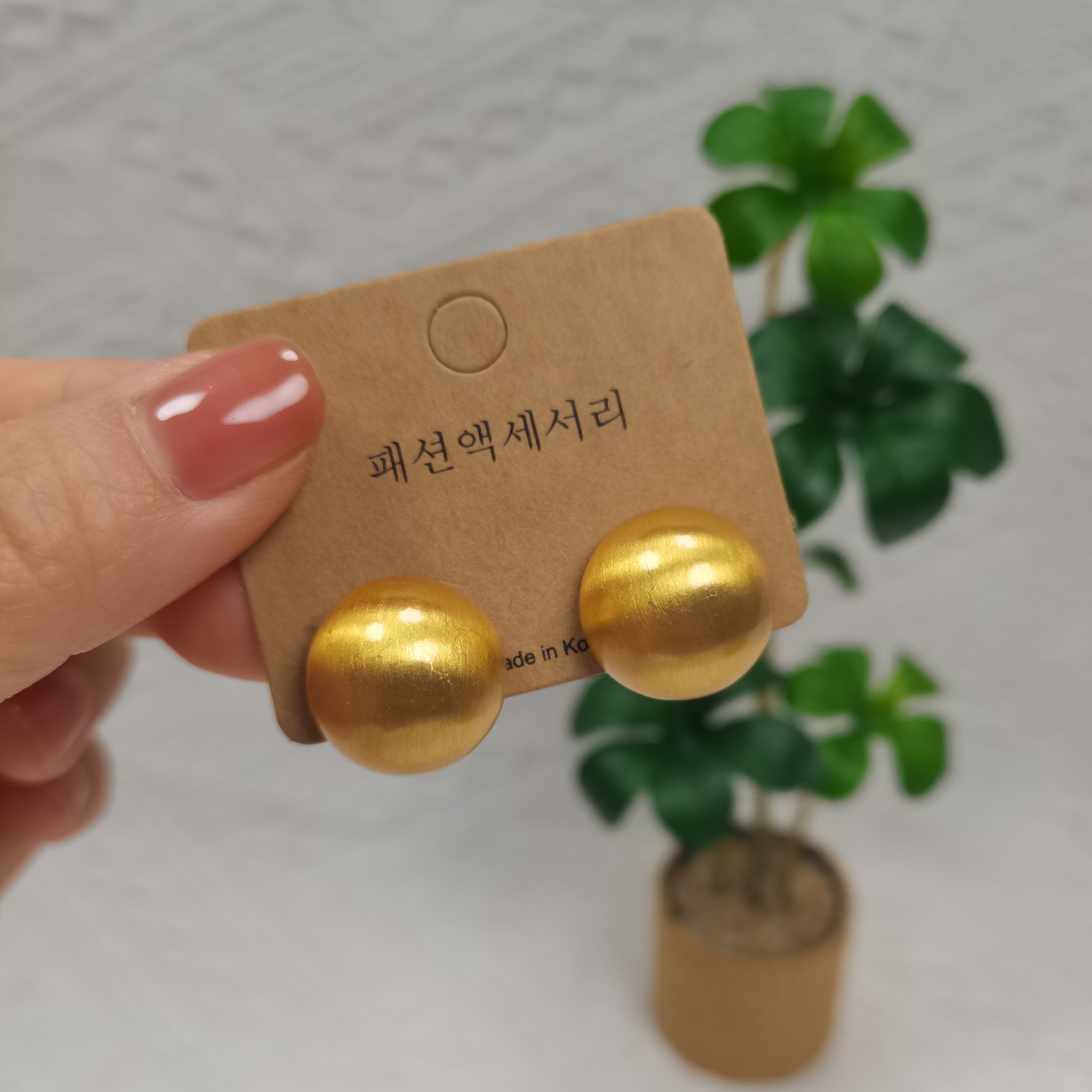 铜合金耳饰 拉丝馒头款高品质小众轻奢气质简约耳钉女
