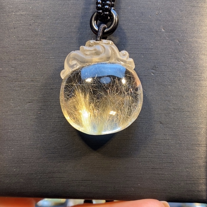 颈饰未镶嵌发晶金发晶貔貅吊坠