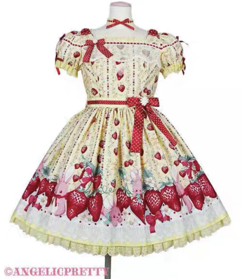 【现货】AP angelic pretty 21草莓OP+kc日牌呲甜草莓柄