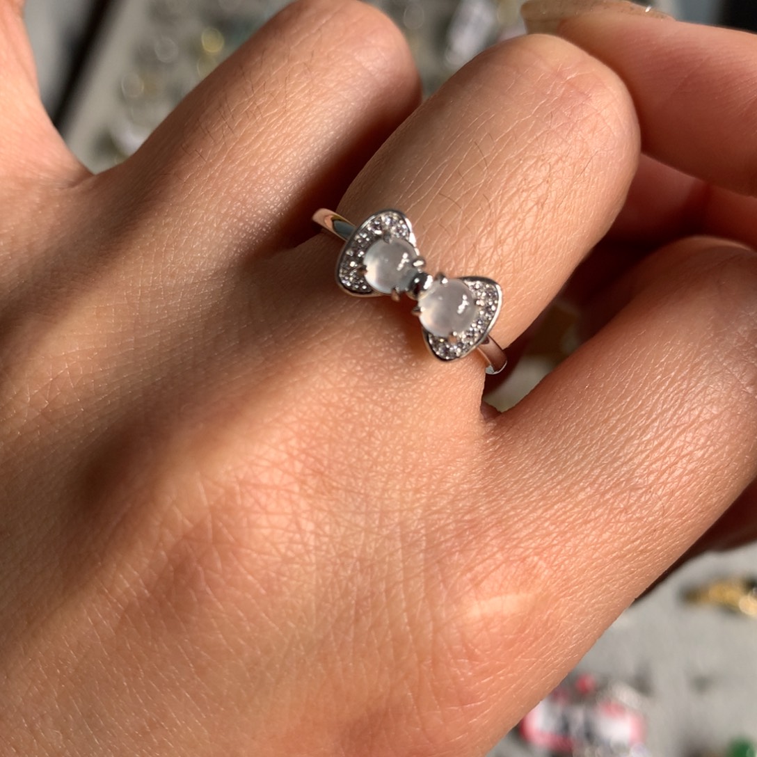 翡翠银S925镶嵌颈饰戒指