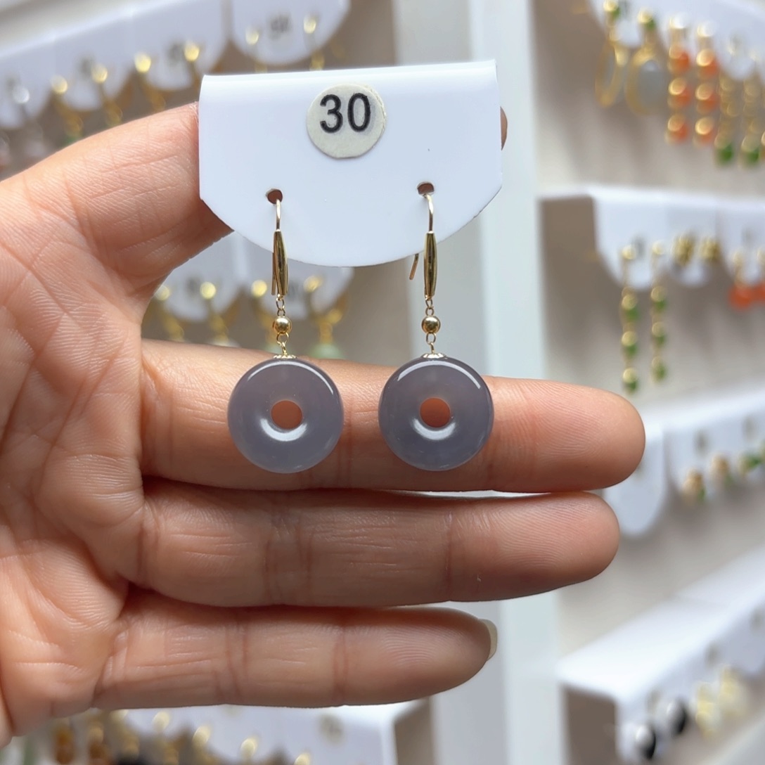 和田玉耳饰18K金镶嵌