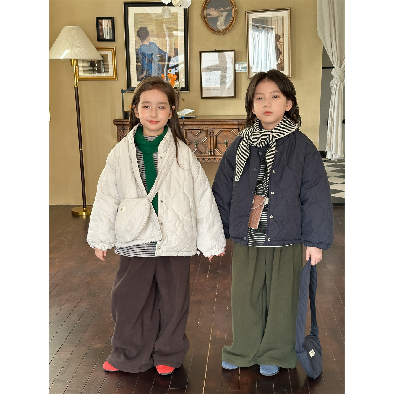 in 爱:mx25冬季儿童韩系复古棉衣韩版男女童两面穿加棉外套1101