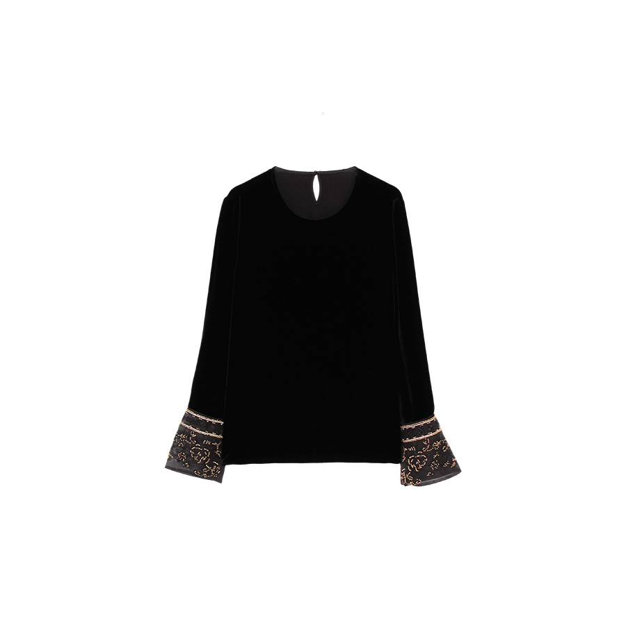 【双旦福利】玄黛 新款真丝丝绒套头穿休闲圆领打底上衣  ZR-2572