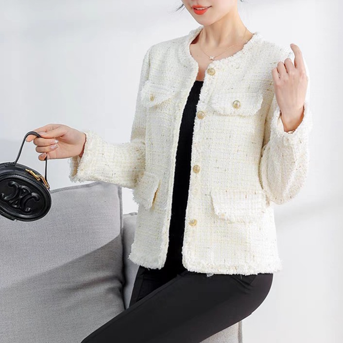 迷荟精致小香风羊毛呢短外套 专柜品