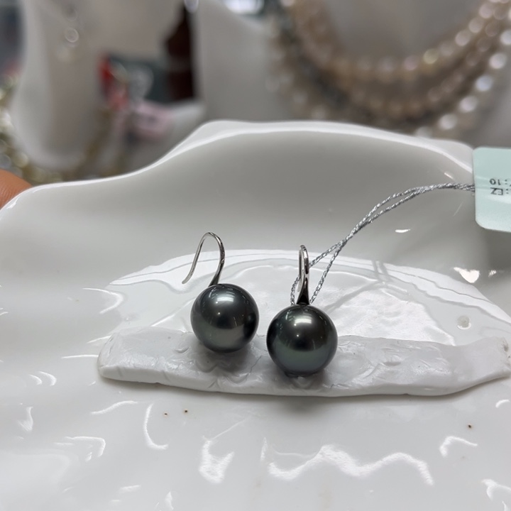 海水珍珠耳饰18K金镶嵌10-11mm