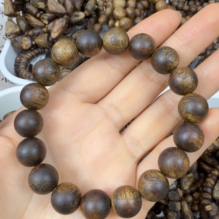 沉香手串沉香绿奇楠圆珠卡十二九九分节油14