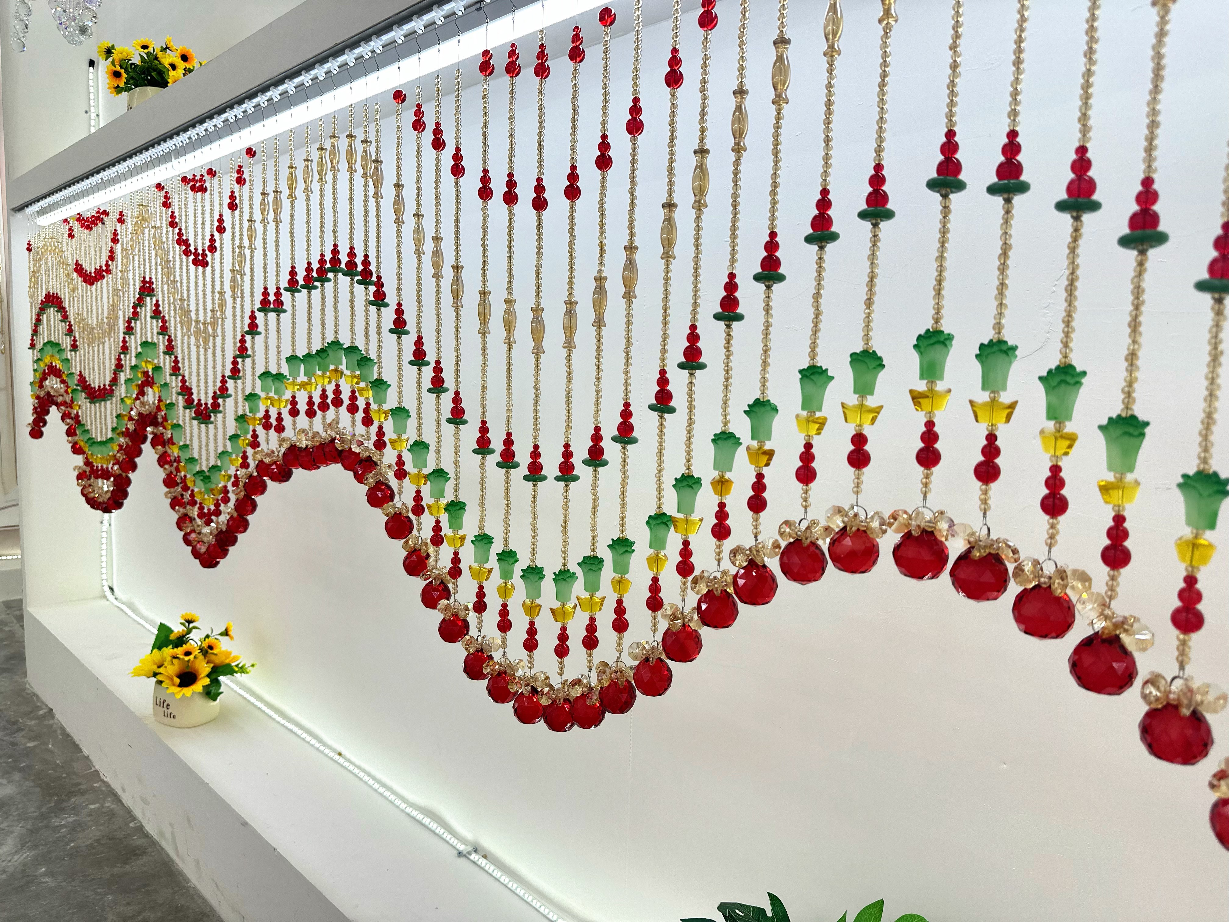 10号金玉满堂S5波浪水晶珠帘门帘设计免打孔客厅隔断装饰帘爆款