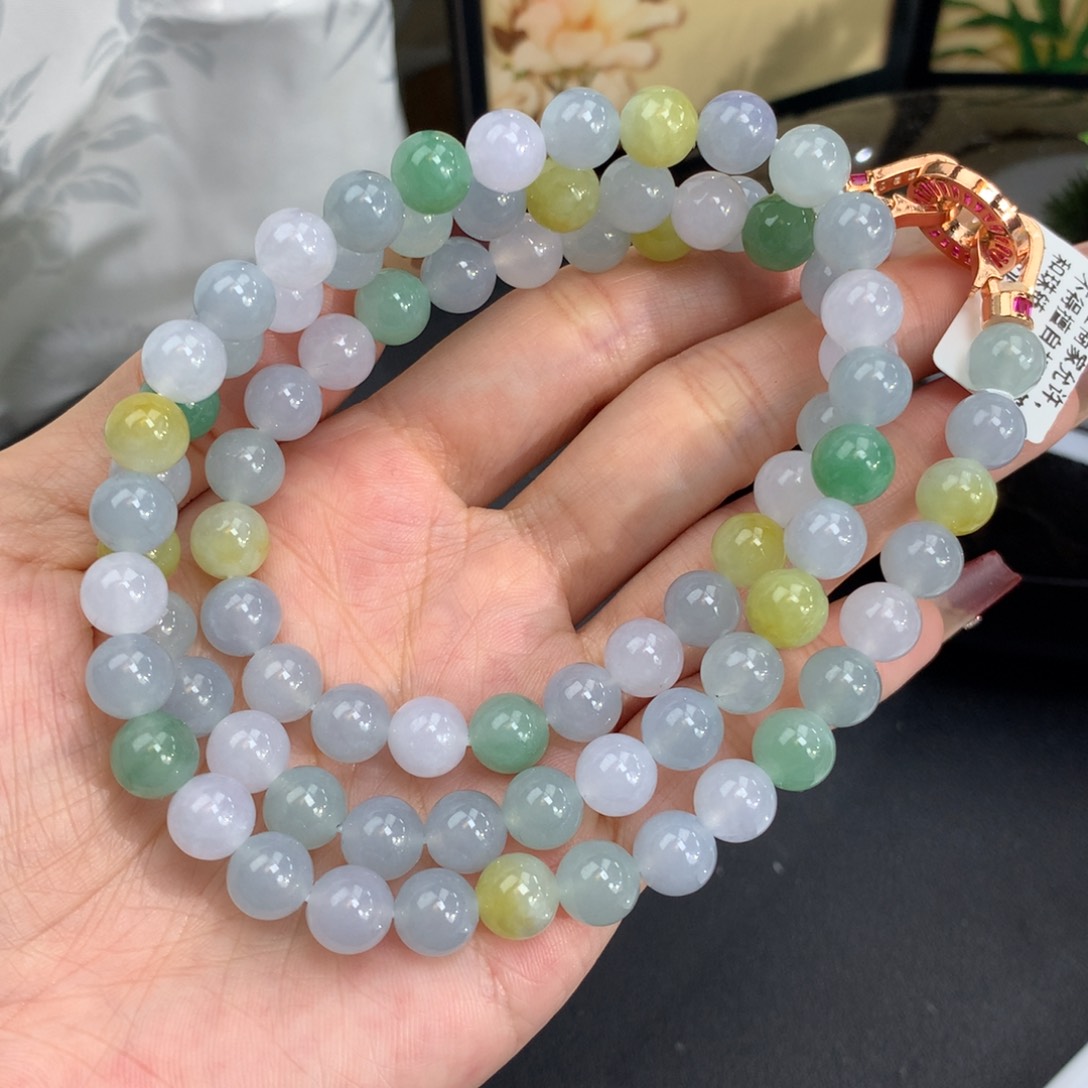 翡翠手链未镶嵌卡7.9冰胶多宝项链