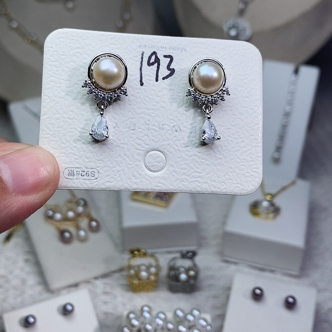 淡水珍珠耳饰银S925镶嵌