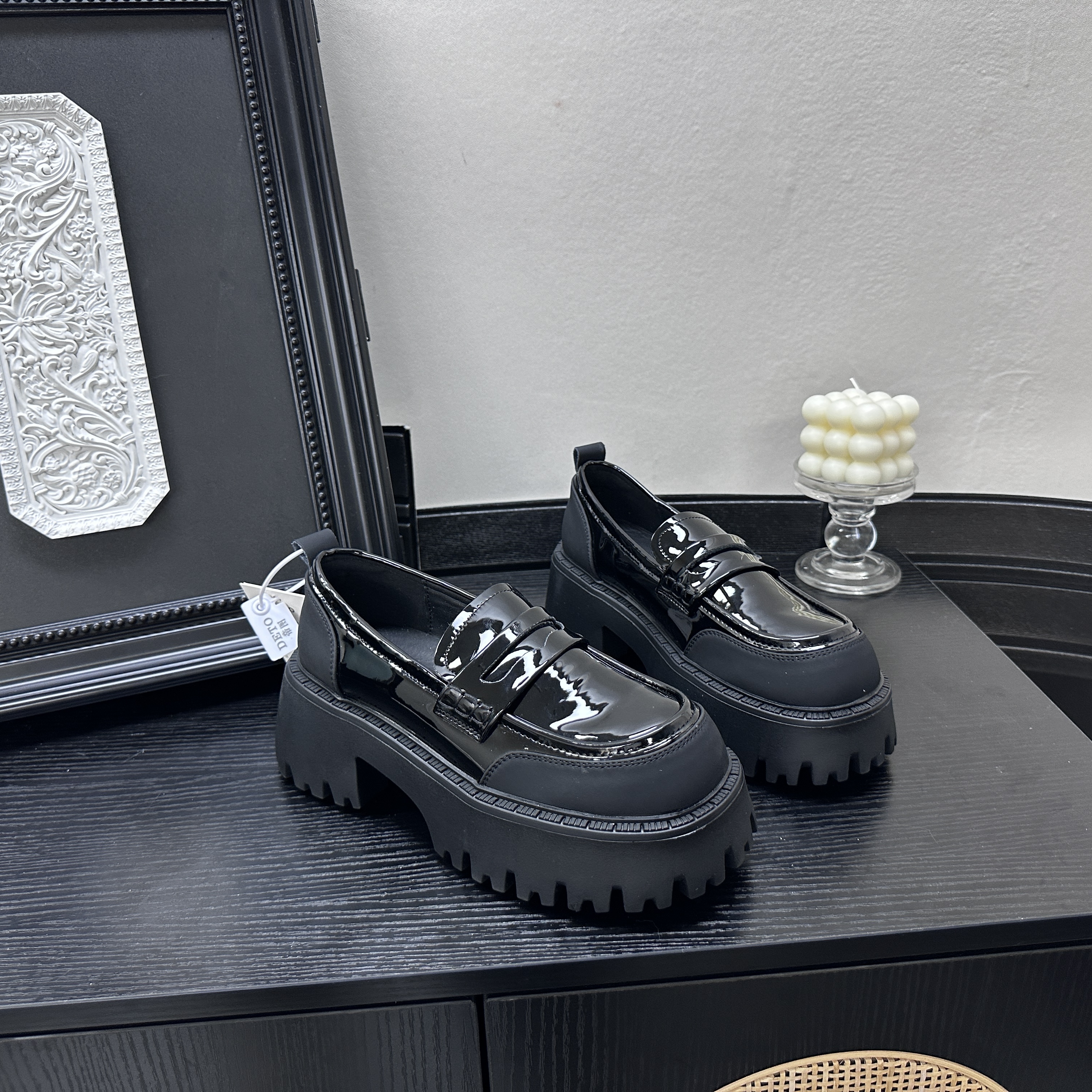 夏季新款百搭舒适女士休闲鞋厚底软底耐磨圆头乐福鞋 X 检 1553