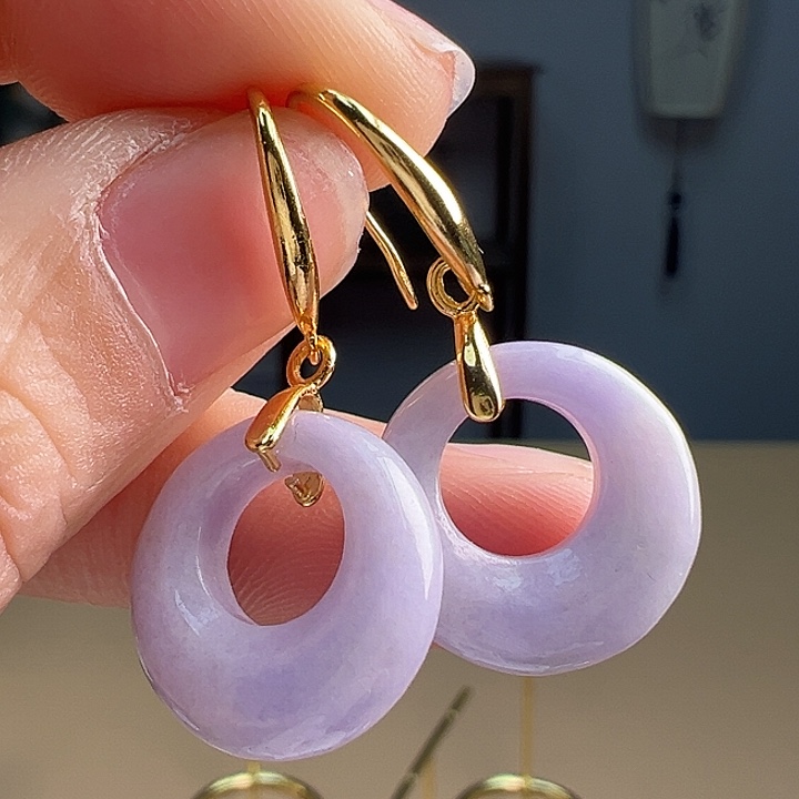 翡翠耳饰银S925镶嵌耳饰