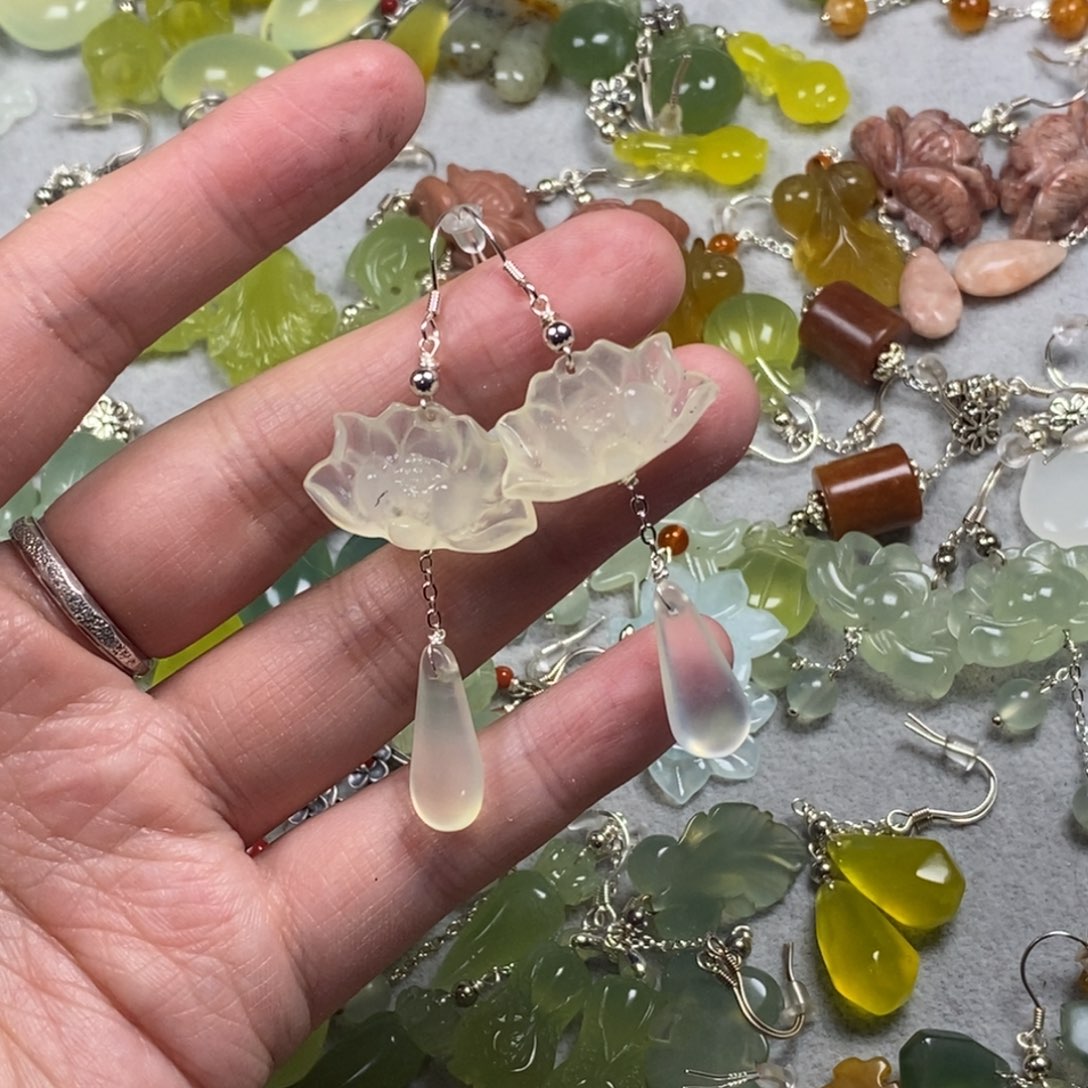 蛇纹石玉未镶嵌挂件耳饰耳环项链