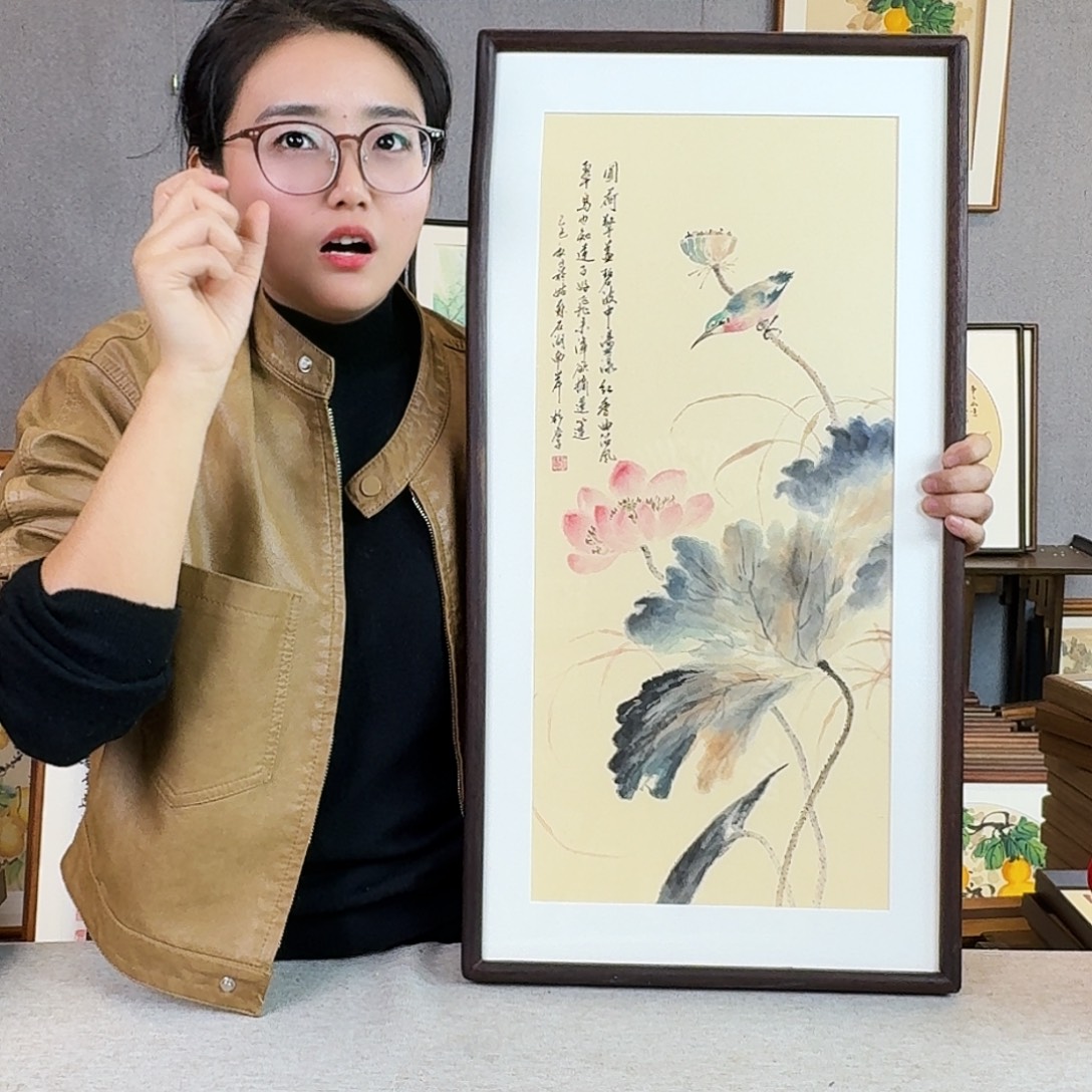 国画手绘带框尺寸： 36*69