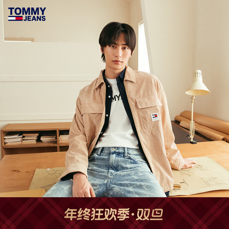 【灯芯绒】Tommy秋冬男美式潮流复古工装风翻领宽松衬衫外套19515
