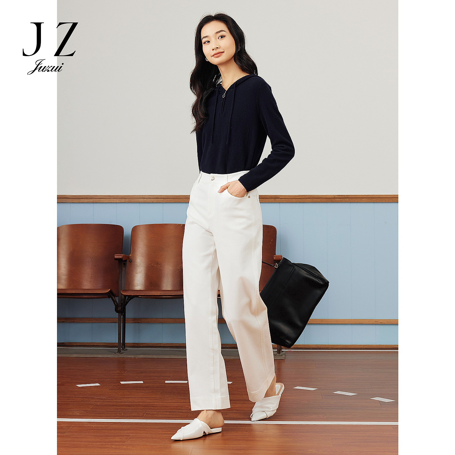 【尚雅专属】JZ玖姿JWFC12103商场同款cleanfit松弛直筒牛仔裤女