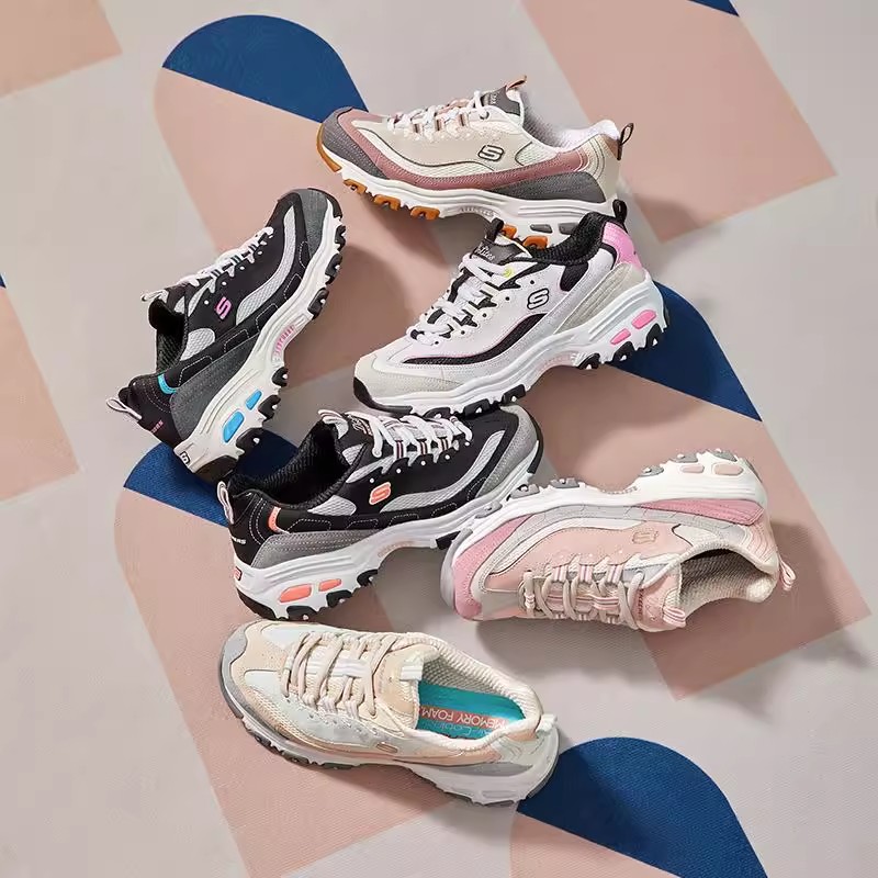 【新款奶茶熊】斯凯奇女鞋复古运动时尚休闲鞋厚底增高百搭老爹鞋