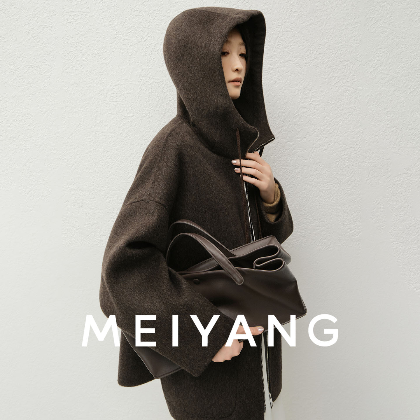 A美洋MEIYANG 烤栗二号羊毛外套【商场同款】宽松连帽大衣【宽】