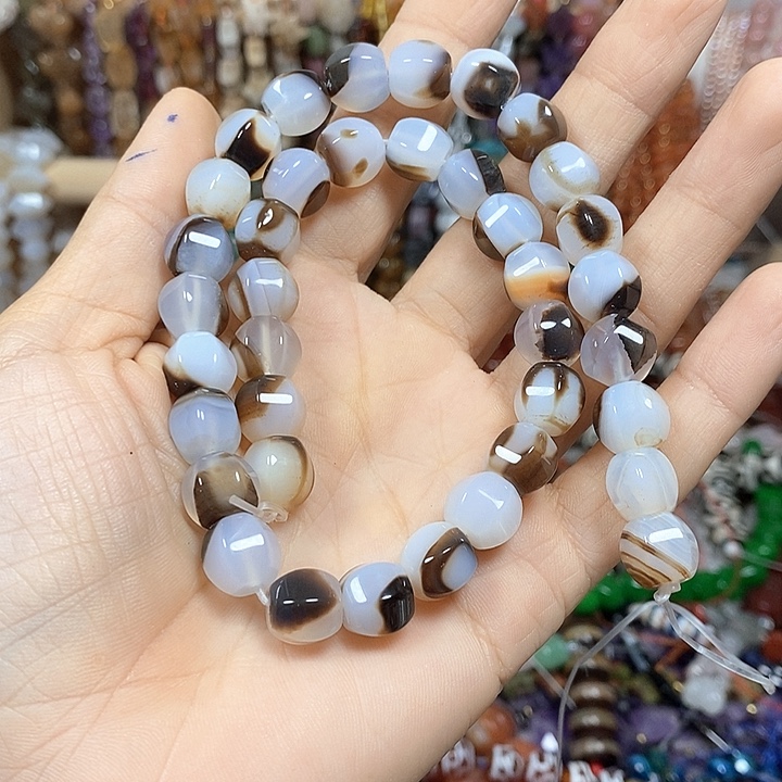 玛瑙/玉髓未镶嵌珠宝半成品玛瑙南瓜珠卡10mm