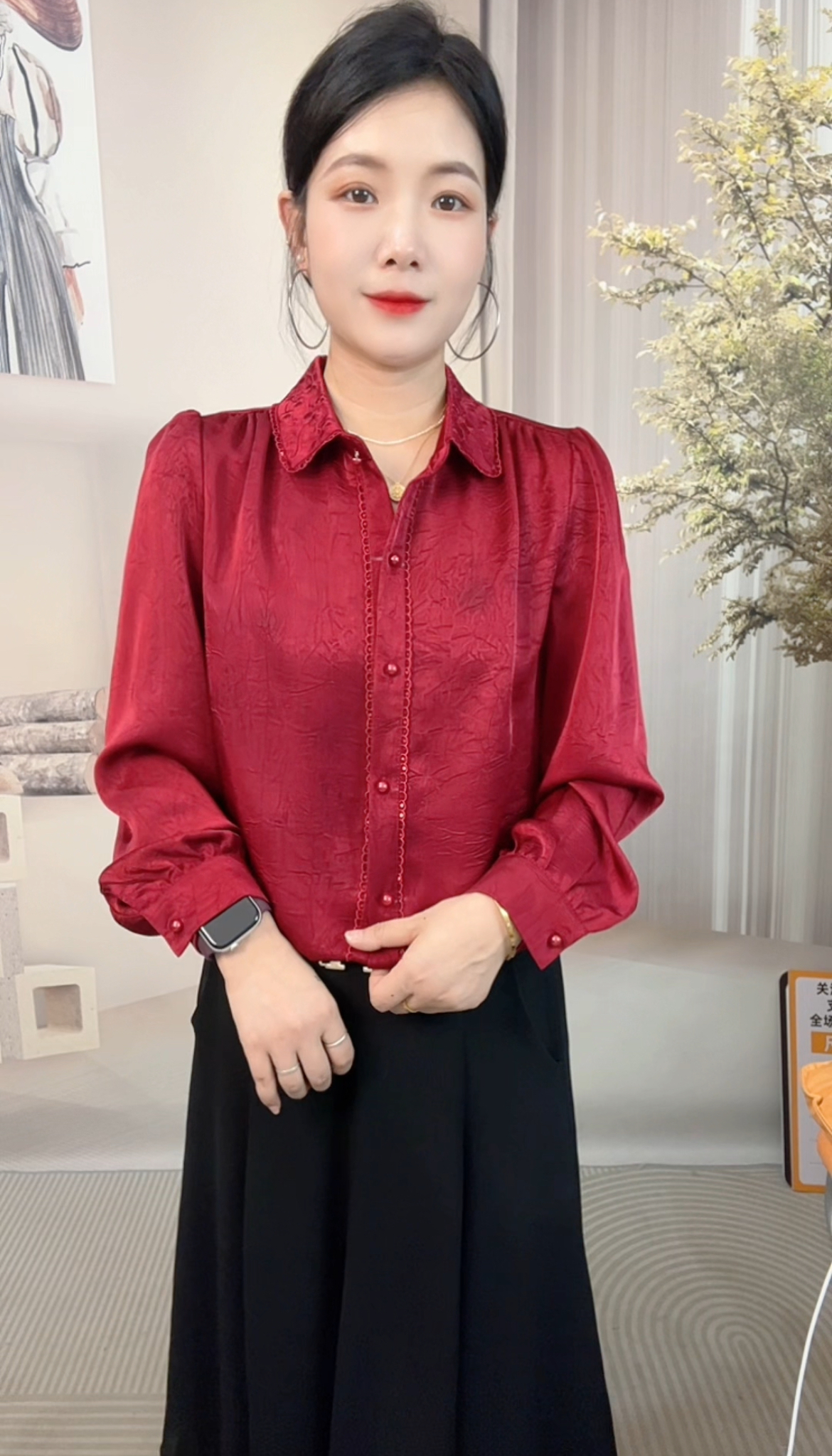 衣服拼接长袖秋季开衫刺绣纯色衬衫洋气上衣宽松女装小衫AS8973