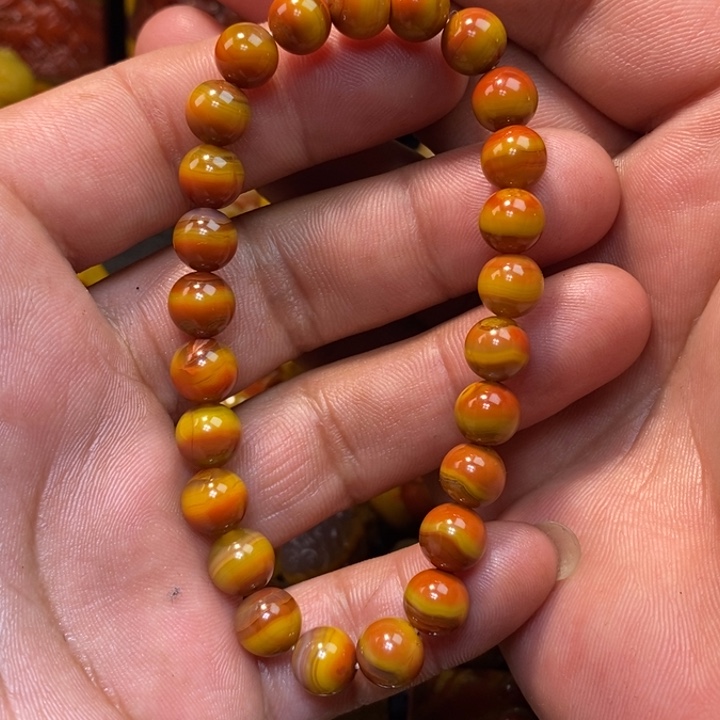 玛瑙/玉髓战国红大湾料手链未镶嵌淡**风