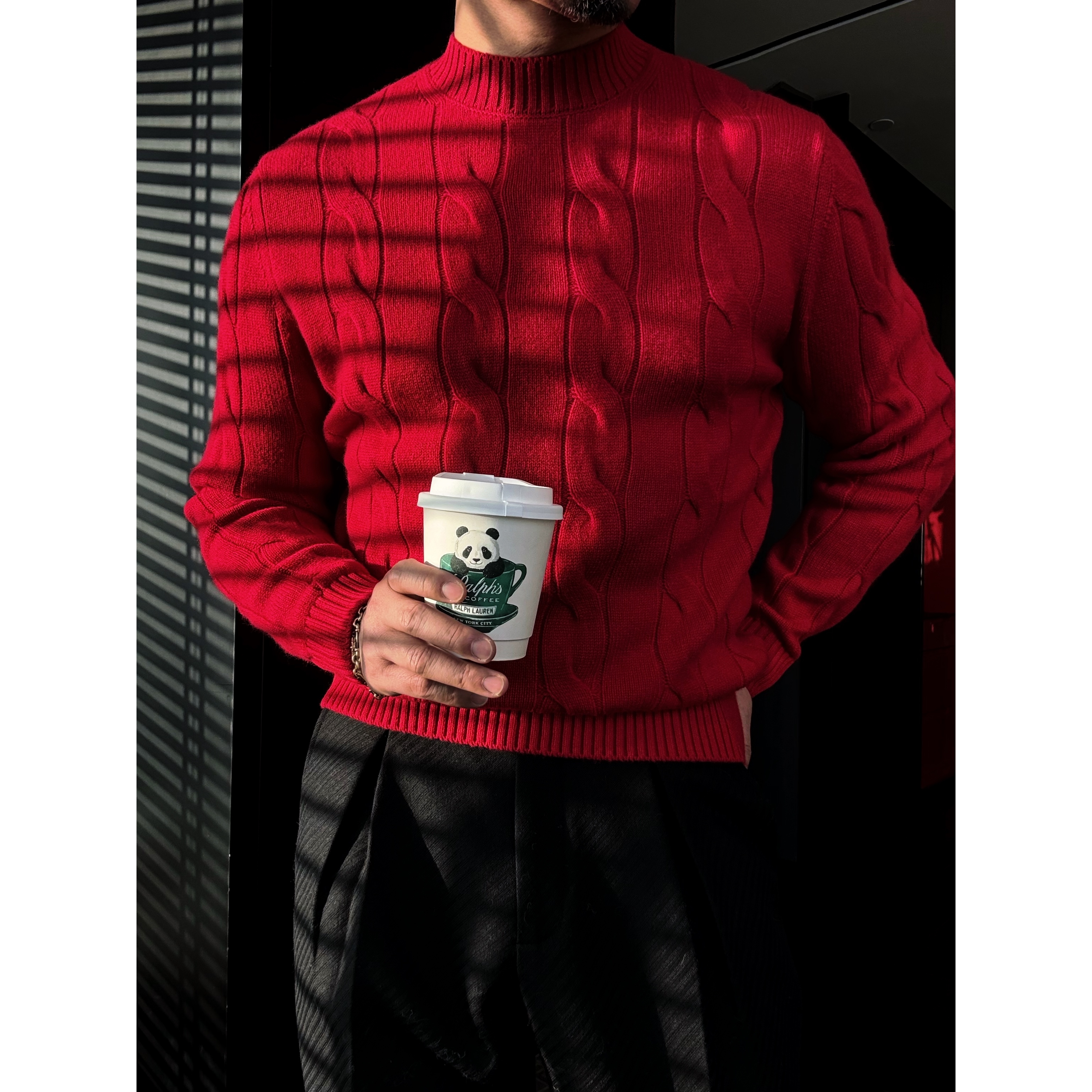 DRUNKCORNER 【羊绒混纺】圆领大麻花针织衫百搭时尚DC25028#