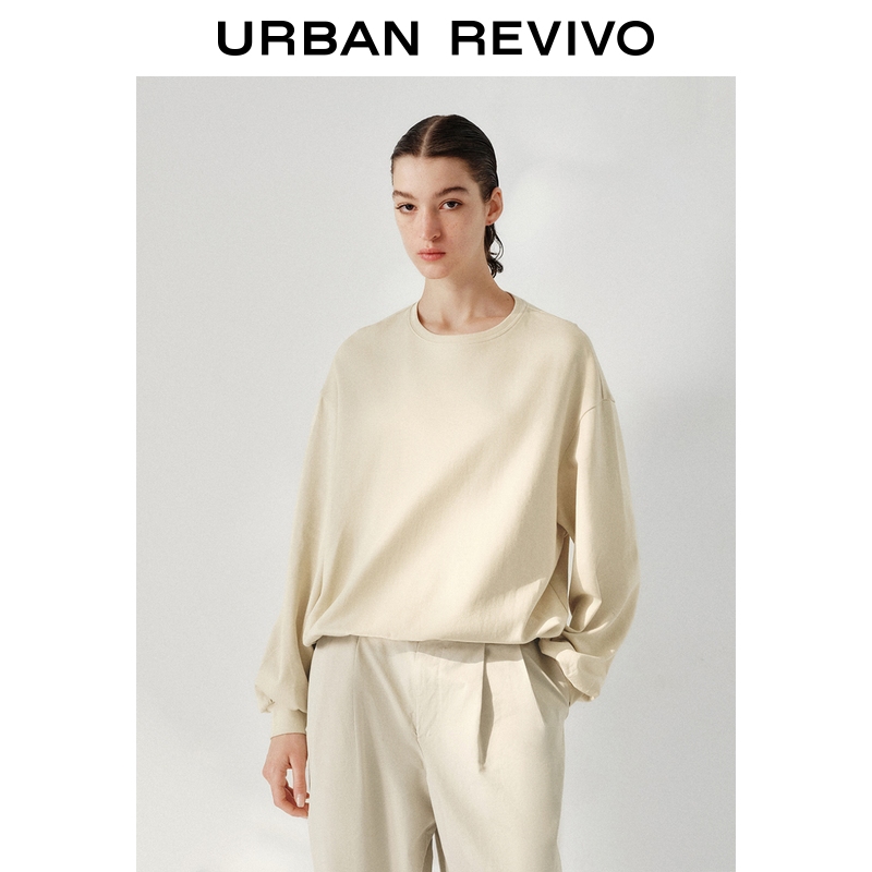 UR2025秋季新款女装简约休闲百搭圆领超宽松卫衣UWH450128+