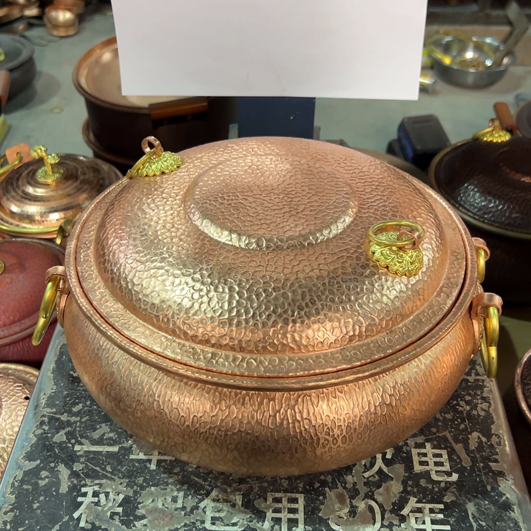 紫铜28cm原色燃气垂耳浅汤锅